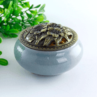 Курильница Камея 10 см серо - голубая