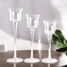 Подсвечник высокий Бергамо Набор 3 шт 26,23,20 см прозрачные