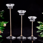 Подсвечник Набор 3 шт Кристалл 28 22 18 см золотые ножки