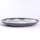 Тарелка Поднос Цветок Востока 29 см серая с белым