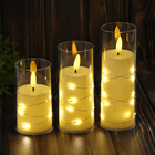 Свечи светодиодные Набор 3 шт 15 12,5 10 см белые гладкие со светодиодами