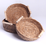 Корзина мягкая для хранения Набор 3 шт 30,25,20 см деревянные ручки водный гиацинт