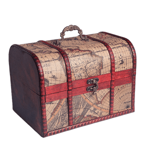Шкатулка Сундук Карта мира 22х16 см темный рисунок под красное дерево