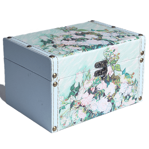 Шкатулка Кейс 20х12х14 см цветы голубая