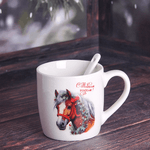 Кружка с ложкой Символ года 2026 Лошадь 200 мл рыжая масть