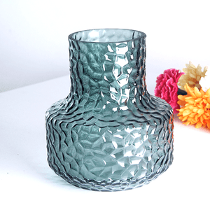 Ваза Кейт 16х18 см рельефная изумрудная прозрачная