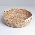 Корзина мягкая для хранения диаметр 24 см деревянные ручки водный гиацинт