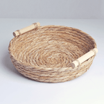 Корзина мягкая для хранения диаметр 24 см деревянные ручки водный гиацинт