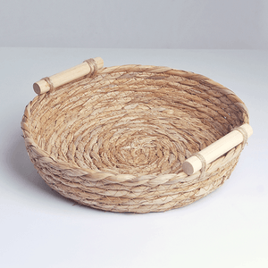 Корзина мягкая для хранения диаметр 24 см деревянные ручки водный гиацинт