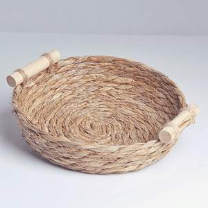 Корзина мягкая для хранения диаметр 20 см деревянные ручки водный гиацинт