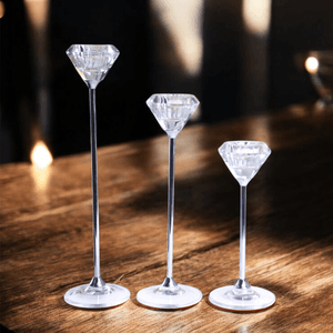 Подсвечник Набор 3 шт Кристалл 28 22 18 см серебряные ножки