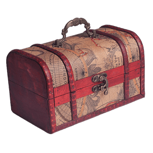 Шкатулка Сундук Карта мира 18х11 см темный рисунок под красное дерево