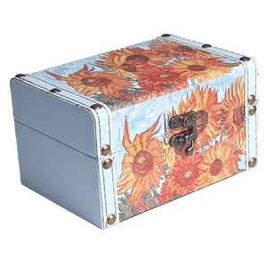 Шкатулка Кейс 17х10х11 см подсолнухи голубая
