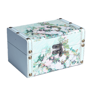 Шкатулка Кейс 17х10х11 см цветы голубая