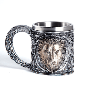 Кружка Молодой лев 430 мл черненое серебро и бронза
