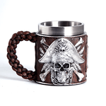 Кружка Пират Морской волк 430 мл под дерево и серебро