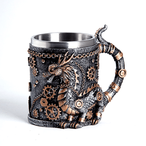 Кружка Дракон Техно 430 мл черненое серебро и бронза