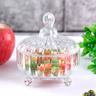 Сахарница Конфетница на ножках Линда 225 мл рельефная прозрачная