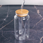 Стакан Бутылка 550 мл с крышкой и трубочкой прозрачный