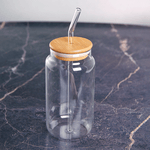 Стакан Бутылка 500 мл с крышкой и трубочкой прозрачный