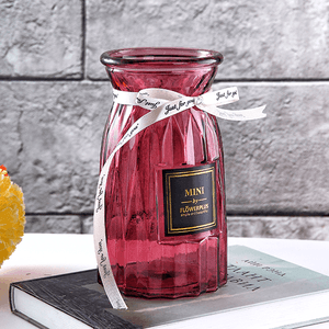 Ваза Призма 18 см с бантиком лиловая прозрачная