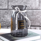 Ваза Призма 18 см с бантиком дымчатая прозрачная