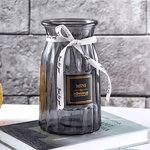 Ваза Призма 18 см с бантиком дымчатая прозрачная