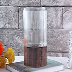 Ваза Герда 25 см Вивьен прозрачная на деревянном основании Премиум