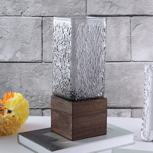 Ваза Герда Квадро 25 см дымчатая на деревянном основании Премиум