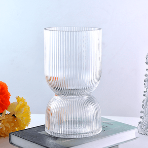 Ваза Песочные часы 20 см рельефная прозрачная