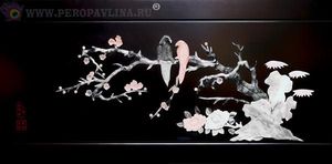 Картина-панно 120х60см Сакура и попугайчики