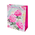 Пакет подарочный 18х21х8 см Пионы розово-зеленый