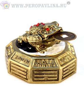 Жаба на багуа+инь янь 7*5*7см брон полист/144шт