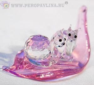 Улитки+Лист 8,5*4,5*5см цветной хрусталь/120шт