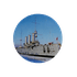 Магнит круглый Крейсер Аврора Зима 7 см цветная фотопечать