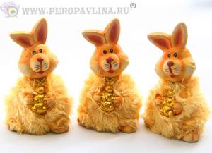 Кролик+золотой кролик н-р6шт18*10*11см кер+тк+пух