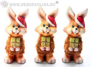 Кролик+подарок н-р8шт 20*12*13см керам+ткан+пух/24