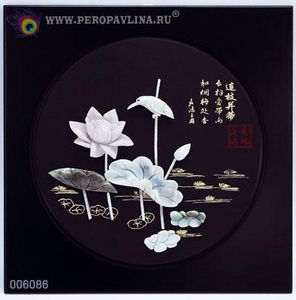 Картина 46х46см Птица+Лотос
