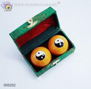 Массажные шары Бао 4,5см Инь-Янь желтый_металл/60шт