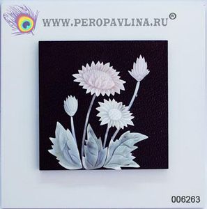 Картина 40*40*2см 2Хризантемы+2Бутона неф бел рам