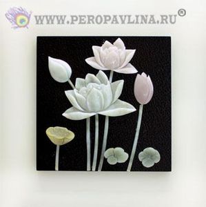 Картина 40*40*2см Мак+4бутона нефрит бел рам/10