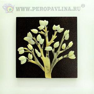 Картина 40*40*2см Дерево нефрит бел рам/10