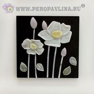 Картина 40*40*2см Маки+3бутона нефрит бел рам/10