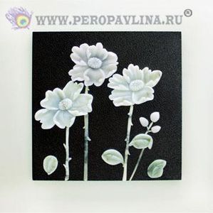 Картина 60*60*2см Маки нефрит бел рам/6