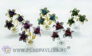 Цветок Роза 3шт 10*12*5см цв асс мет+пласт/180