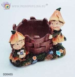 Кашпо Гномики Пара 13*15,5*13см цв асс полистоун/24