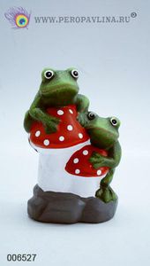 Лягушки Пара сидят на грибе 20*11*9см керамика/24