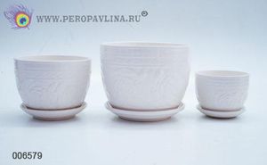 Кашпо Роза н-р 3шт 42,5*14(11,5*8,5)*17см бел_кер