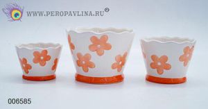 Кашпо Ромашка Нр3шт 18*13(11*9)*18см голубое