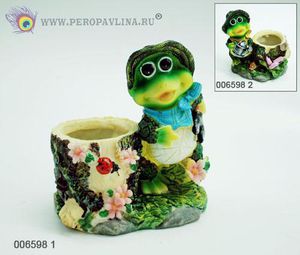 Кашпо Лягушка+Инструмент 15*13*9,5см Малое асс_кер